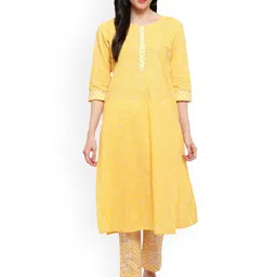 Alakh Creation Floral Printed Regular Gotta Patti Pure Cotton A-Line Kurta With Trouser-picture-14