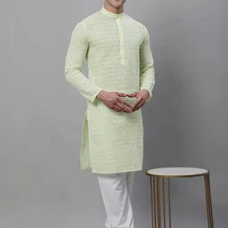 SOJANYA Geometric Embroidered Chikankari Pure Cotton Kurta With Churidar-image-88