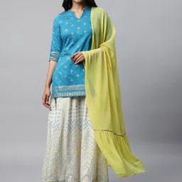 AURELIA Ethnic Motifs Printed Kurti with Skirt & Dupatta-image-36