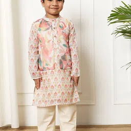 Readiprint Fashions Boys Floral Printed Regular Pure Cotton Kurta with Pyjamas-14