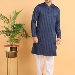 HERE&NOW Striped Regular Cotton Kurta with Pyjamas-picture-8