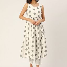 KALINI Polka Dots Printed Pure Cotton Kurta With Trousers-28