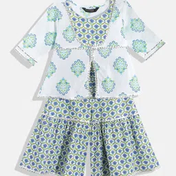 Readiprint Fashions Girls Floral Printed Gotta Patti Pure Cotton Kurti With Sharara-picture-55