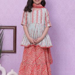Biba Girls Ethnic Motifs Printed Regular Kurta With Sharara & Dupatta-picture-15