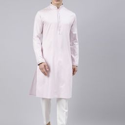 TheEthnic.Co Mandarin Collar Woven Design Pure Cotton Kurta with Pyjamas-image-21