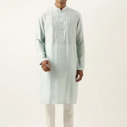 TheEthnic.Co Mandrin Collar Mirror Work Kurta with Trousers-picture-24