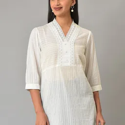 AURELIA Striped Lace Inserted Kurti with Palazzos-picture-28