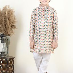 Sangria Boys Printed Pure Cotton Straight Kurta With Pyjama Set-picture-16