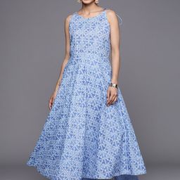 KALINI Ethnic Motifs Printed Empire Pure Cotton Kurta with Trousers-image-81