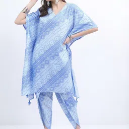 KETCH Bandhani Printed V-Neck High-Low Kurta with Dhoti Pants-picture-11
