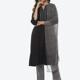Biba Women Pleated Kurta with Trousers & Dupatta-picture-12