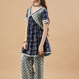 Cherry & Jerry Girls Floral Printed Panelled Kurti With Palazzos-picture-42