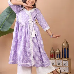 Sangria Girls Printed Pure Cotton Anarkali Kurta & Palazzos Set-picture-10