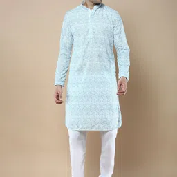 Anouk Men Embroidered Regular Chikankari Kurta with Patiala-7