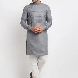 Kaifoo Men Grey Kurta with Churidar-image-74