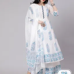 AKS Couture Ethnic Motifs Printed Kurta With Palazzo & Dupatta-picture-44