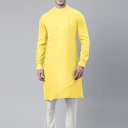 TheEthnic.Co Band Collar Geometeric Printed Pure Cotton Kurta with Pyjamas-picture-0
