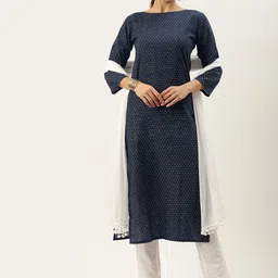 KALINI Floral Printed Pure Cotton Kurta With Trousers & Dupatta-image-27
