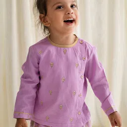 Tiber Taber Boys Floral Embroidered Pure Cotton Kurta with Dhoti Pants-37