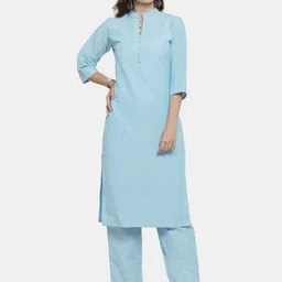 Sayesha Mandarin Collar Pure Cotton Straight Kurta with Trousers-picture-40