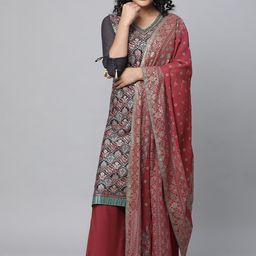 AURELIA Ethnic Motifs Printed Sequined Kurta with Palazzos & Dupatta-58
