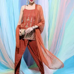 Vishudh Women Ethnic Motifs Printed Kurti with Dhoti Pants & Dupatta-13