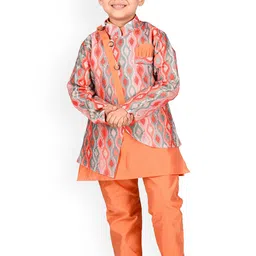 BAESD Boys Kurta With Pyjamas And Printed Waistcoat-58