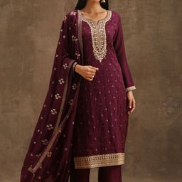 Libas Floral Embroidered Kurta & Trousers With Dupatta-picture-13