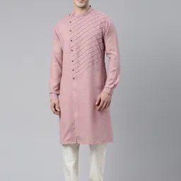 TheEthnic.Co Self Design Angrakha Pure Cotton Kurta with Churidar-image-28