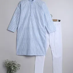 BAESD Boys Ethnic Motifs Embroidered Regular Pure Cotton Kurta With Churidar-image-48