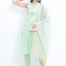 Vishudh Women Floral Printed Kurta with Trousers & With Dupatta-picture-17