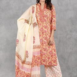 Akshayini Women Printed Regular Pure Cotton Kurta with Sharara & With Dupatta-image-59