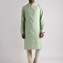 Streaks & Crosses Ethnic Motifs Woven Design Mandarin Collar Straight Kurta with Churidar-image-58