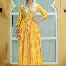 Kohsh Leheriya Printed A-Line Kurta With Trousers-image-46