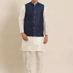 SOJANYA Mandarin Collar Regular Kurta With Churidar & Nehru Jacket-picture-52