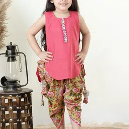Kinder Kids Girls Striped Regular Gotta Patti Pure Cotton Kurti with Dhoti Pants-image-36