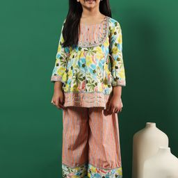Readiprint Infant Girls Floral Printed Pure Cotton Kurti with Palazzos-image-50