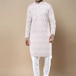 Anouk Men Ethnic Motifs Embroidered Regular Chikankari Kurta with Patiala-13