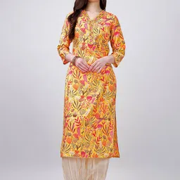 MOJILAA Floral Printed Regular Gotta Patti Kurta with Salwar-58