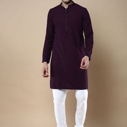 Anouk Men Ethnic Motifs Embroidered Regular Chikankari Kurta with Pyjamas-picture-45