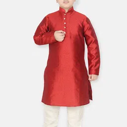 SG YUVRAJ Boys Woven Design Mandarin Collar Kurta With Pyjamas-image-96