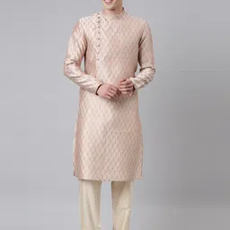 TheEthnic.Co Ethnic Motifs Woven Design Jacquard Angrakha Kurta With Pyjamas-picture-31