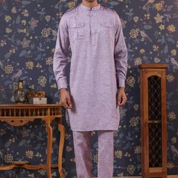 House of Pataudi Pure Cotton Pathani Kurta With Trousers-picture-35