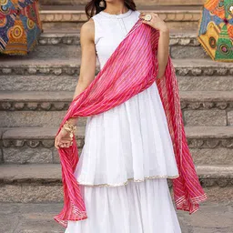 Ambraee Gotta Patti Panelled Anarkali Kurta with Sharara & Dupatta-image-84