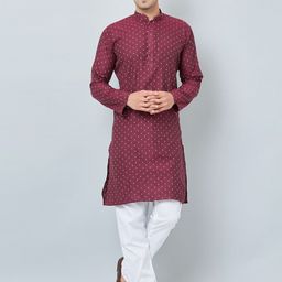 Armaan Ethnic Men Red Kurta with Pyjamas-picture-8