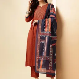 Anouk Ethnic Motifs Panelled Pure Cotton Kurta with Trousers & With Dupatta-picture-21