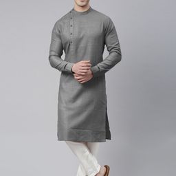 TheEthnic.Co Geometric Woven Design Band Collar Pure Cotton Kurta With Churidar-picture-23
