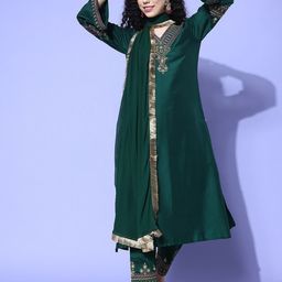 Varanga Ethnic Motifs Embroidered Regular Kurta with Trousers & With Dupatta-0