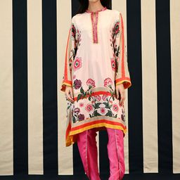 SWATI VIJAIVARGIE Floral Printed Mandarin Collar Pure Silk Tunic-image-21