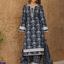Yufta Floral Yoke Design Regular Pure Cotton Kurta with Trousers & With Dupatta-picture-13